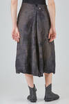 longuette skirt, wide and flared, in washed and hand dyed linen Prince of Wales - ATELIER SUPPAN 