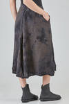 longuette skirt, wide and flared, in washed and hand dyed linen Prince of Wales - ATELIER SUPPAN 