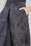longuette skirt, wide and flared, in washed and hand dyed linen Prince of Wales - ATELIER SUPPAN 