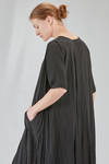 longuette dress, wide and asymmetric, in light and embossed viscose and cotton canvas - ATELIER SUPPAN 