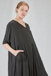 longuette dress, wide and asymmetric, in light and embossed viscose and cotton canvas - ATELIER SUPPAN 