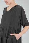 longuette dress, wide and asymmetric, in light and embossed viscose and cotton canvas - ATELIER SUPPAN 
