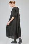 longuette dress, wide and asymmetric, in light and embossed viscose and cotton canvas - ATELIER SUPPAN 
