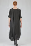 longuette dress, wide and asymmetric, in light and embossed viscose and cotton canvas - ATELIER SUPPAN 