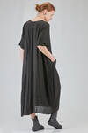 longuette dress, wide and asymmetric, in light and embossed viscose and cotton canvas - ATELIER SUPPAN 