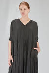 longuette dress, wide and asymmetric, in light and embossed viscose and cotton canvas - ATELIER SUPPAN 