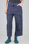pantalone alla caviglia, ampio, in denim di cotone e lino sovratinto - ATELIER SUPPAN 
