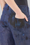 pantalone alla caviglia, ampio, in denim di cotone e lino sovratinto - ATELIER SUPPAN 
