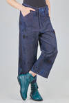 pantalone alla caviglia, ampio, in denim di cotone e lino sovratinto - ATELIER SUPPAN 