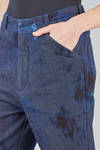 pantalone alla caviglia, ampio, in denim di cotone e lino sovratinto - ATELIER SUPPAN 