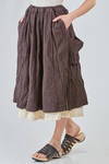 longuette skirt, wide, washed linen and cotton twill and washed cotton canvas in contrast of color - ALEKSANDR MANAMIS 
