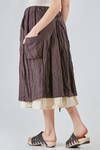 longuette skirt, wide, washed linen and cotton twill and washed cotton canvas in contrast of color - ALEKSANDR MANAMIS 