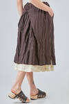 longuette skirt, wide, washed linen and cotton twill and washed cotton canvas in contrast of color - ALEKSANDR MANAMIS 