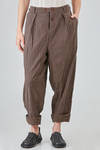 soft trousers in light micro-check washed cotton canvas and cotton vichy - ALEKSANDR MANAMIS 