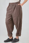 soft trousers in light micro-check washed cotton canvas and cotton vichy - ALEKSANDR MANAMIS 