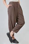 soft trousers in light micro-check washed cotton canvas and cotton vichy - ALEKSANDR MANAMIS 