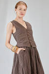 gilet corto e asciutto costruito a patchwork di micro-vichy e vichy di cotone - ALEKSANDR MANAMIS 