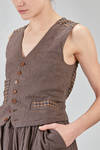 gilet corto e asciutto costruito a patchwork di micro-vichy e vichy di cotone - ALEKSANDR MANAMIS 