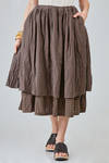 longuette skirt, wide, in light micro-check washed cotton canvas and cotton vichy - ALEKSANDR MANAMIS 
