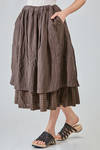 longuette skirt, wide, in light micro-check washed cotton canvas and cotton vichy - ALEKSANDR MANAMIS 
