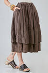 longuette skirt, wide, in light micro-check washed cotton canvas and cotton vichy - ALEKSANDR MANAMIS 