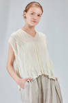 hip-lenght top, wide, in gauzed cotton and polyamide knit - BOBOUTIC 