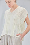 hip-lenght top, wide, in gauzed cotton and polyamide knit - BOBOUTIC 