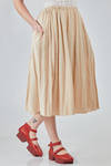 wide skirt with folds, under the knee, in light silk and linen knit - BOBOUTIC 