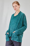 cardigan lungo e ampio in maglia di lino e cotone tinta a mano - AVANT TOI 