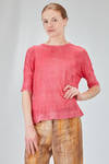 long and straight t-shirt in light flamed linen and polyamide knit - F-CASHMERE by FISSORE 