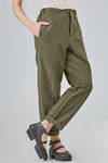 soft trousers in washed linen and cotton crêpe - FORME D' EXPRESSION 