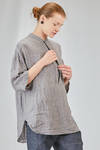 camicia lunga e ampia in tela fiammata di lino lavato - FORME D' EXPRESSION 