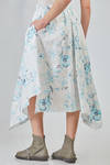under the knee skirt, wide, in washed cotton parachute with floral print - FORME D' EXPRESSION 
