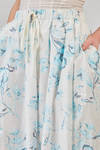 under the knee skirt, wide, in washed cotton parachute with floral print - FORME D' EXPRESSION 