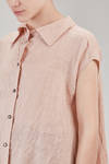 camicia lunga, ampia e asimmetrica in tela fiammata di lino lavato - FORME D' EXPRESSION 