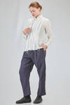 camicia al fianco, svasata, in seersucker lavato di lino, cotone e cupro - FORME D' EXPRESSION 