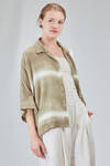long and wide shirt in gauzed hand dyed cotton seersucker - GILDA MIDANI 