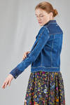 giacca tipo biker, al fianco, in denim di cotone e elastan - HIGH 