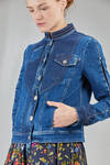 giacca tipo biker, al fianco, in denim di cotone e elastan - HIGH 