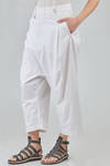 short and wide trousers in light cotton and elastan canvas - HIGH 