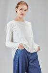 t-shirt al fianco, ampia, in jersey di cotone e parti in popeline di cotone - HIGH 