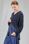 maglia al fianco, ampia e asimmetrica, in maglia di cotone e popeline di cotone - HIGH 
