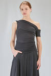 short t-shirt, lean and asymmetric, in mini-ribbed cotton and modal jersey - ISABEL BENENATO 