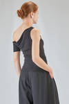 short t-shirt, lean and asymmetric, in mini-ribbed cotton and modal jersey - ISABEL BENENATO 