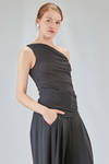 short t-shirt, lean and asymmetric, in mini-ribbed cotton and modal jersey - ISABEL BENENATO 