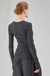 long and lean basic t-shirt in mini-rib cotton and modal jersey - ISABEL BENENATO 