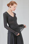 long and lean basic t-shirt in mini-rib cotton and modal jersey - ISABEL BENENATO 