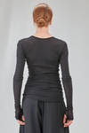long and lean basic t-shirt in mini-rib cotton and modal jersey - ISABEL BENENATO 
