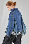 caban 'sculpture' a cappa bidimensionale, in denim indigo di cotone stonewash - JUNYA WATANABE 