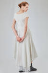 long and asymmetric dress in cotton voile with thin checks design - MARC LE BIHAN 